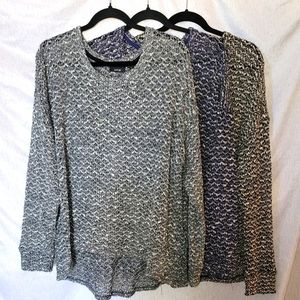 Apt 9 Large Knit Heathered Long Sleeve Blue Grey Black Set Of 3 Sweater Bundle